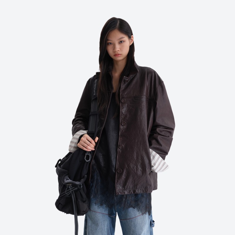 Washed Sheepskin Leather Jacket